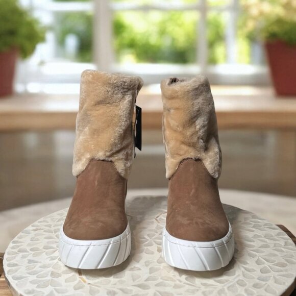 Aquatalia $525 Nelle Womens 7.5 Suede Shearling Waterproof Boots Italian Luxury - Picture 7 of 15